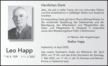 Traueranzeige von Leo Happ von FZ