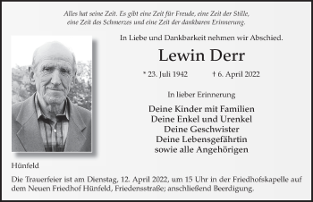 Traueranzeige von Lewin Derr von FZ