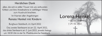 Traueranzeige von Lorenz Henkel von FZ