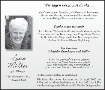 Traueranzeige von Luise Müller von FZ
