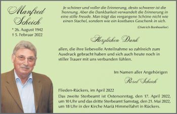 Traueranzeige von Manfred Scheich von FZ