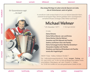 Traueranzeige von Michael Wehner von FZ