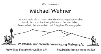 Traueranzeige von Michael Wehner von FZ
