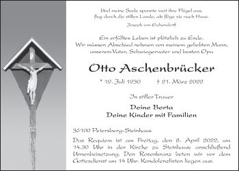 Traueranzeige von Otto Aschenbrücker von FZ