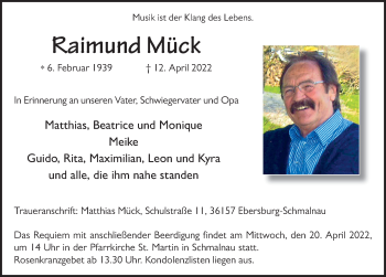 Traueranzeige von Raimund Mück von FZ