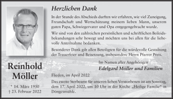 Traueranzeige von Reinhold Möller von FZ