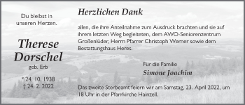 Traueranzeige von Therese Dorschel von FZ