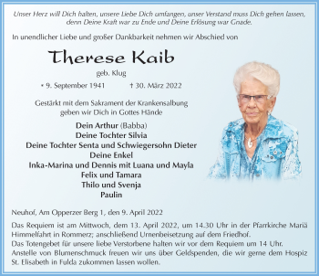 Traueranzeige von Therese Kaib von FZ