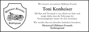 Traueranzeige von Toni Konheiser von FZ