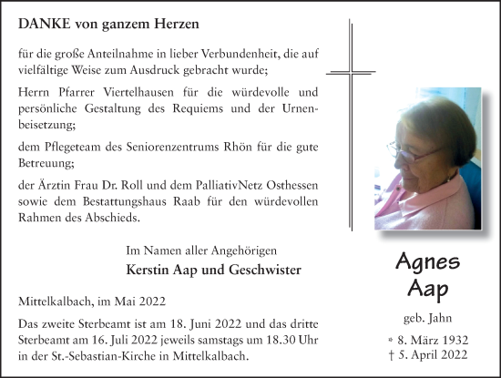 Traueranzeige von Agnes Aap von FZ