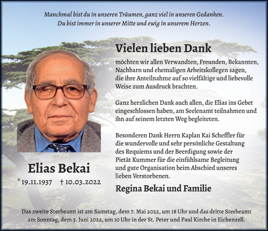 Traueranzeige von Elias Bekai von FZ