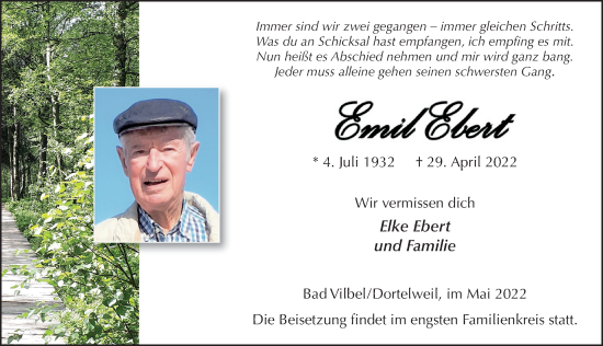 Traueranzeige von Emil Ebert von FZ