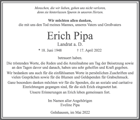 Traueranzeige von Erich Pipa von FZ