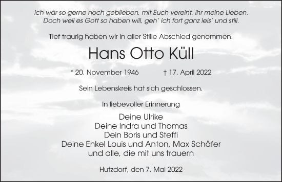 Traueranzeige von Hans Otto Küll von FZ