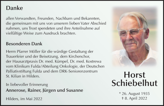 Traueranzeige von Horst Schiebelhut von FZ