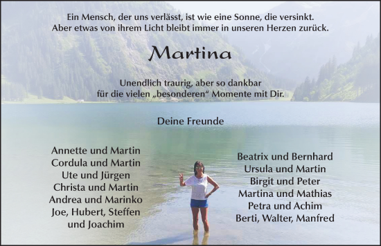 Traueranzeige von Martina Schultheis von FZ
