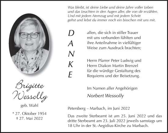 Traueranzeige von Brigitte Wessolly von FZ