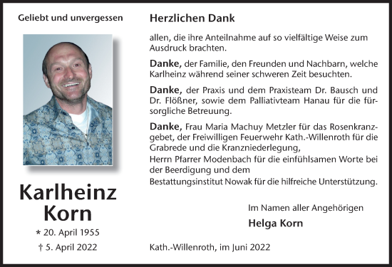 Traueranzeige von Karlheinz Korn von FZ
