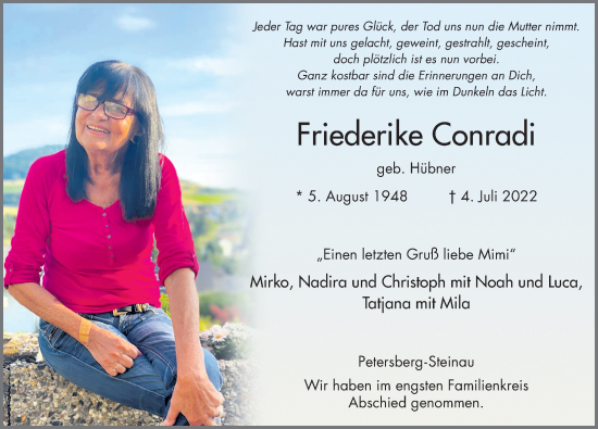 Traueranzeige von Friederike Conradi von FZ