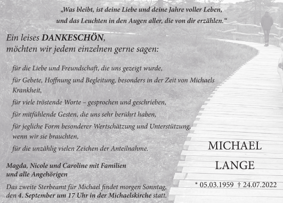 Traueranzeige von Michael Lange von FZ