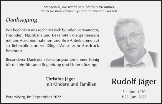 Traueranzeige von Rudolf Jäger von FZ