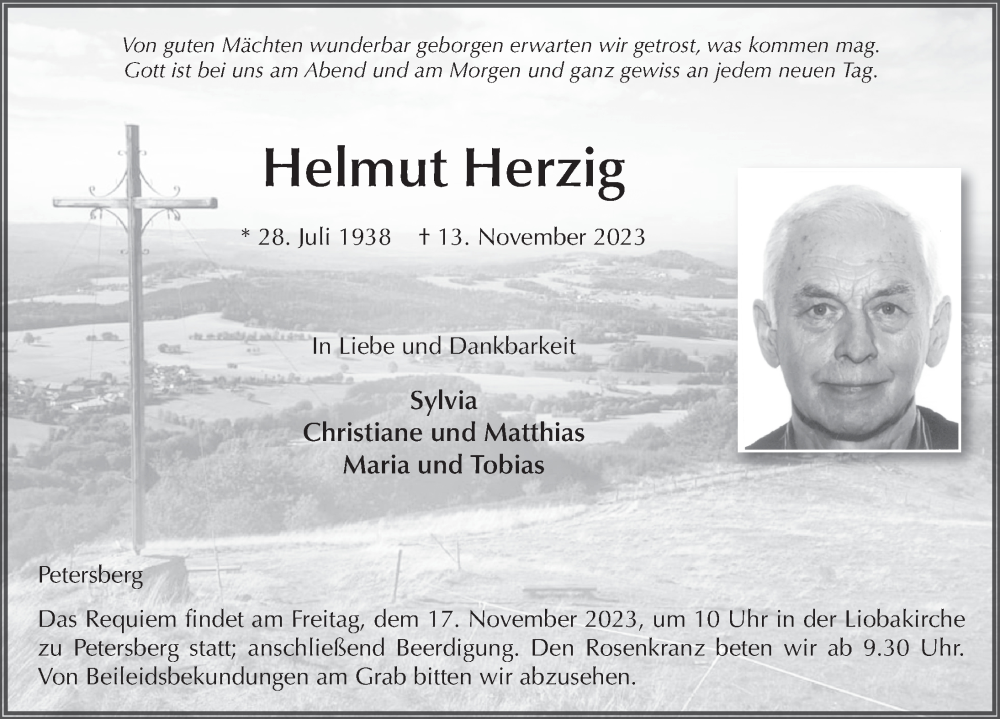  Traueranzeige für Helmut Herzig vom 15.11.2023 aus FZ
