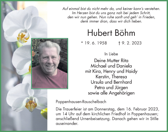 Traueranzeige von Hubert Böhm von FZ