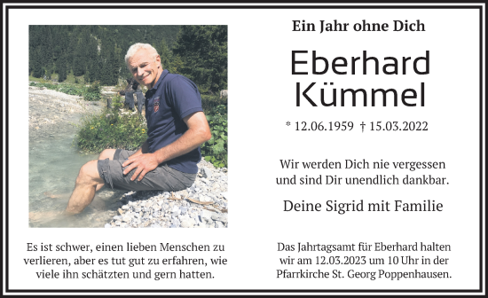 Traueranzeige von Eberhard Kümmel von FZ