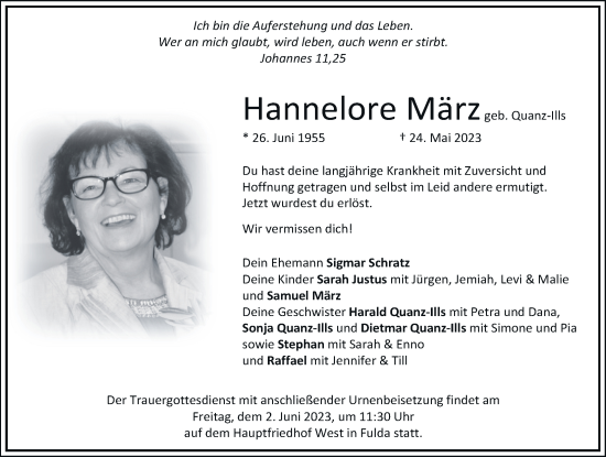 Traueranzeige von Hannelore März von FZ