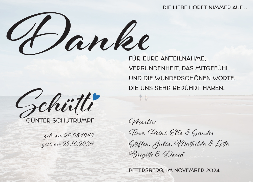  Traueranzeige für Günter Schütrumpf vom 23.11.2024 aus FZ