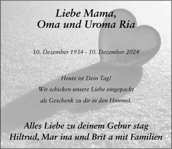 Traueranzeige von Ria Bock von FZ