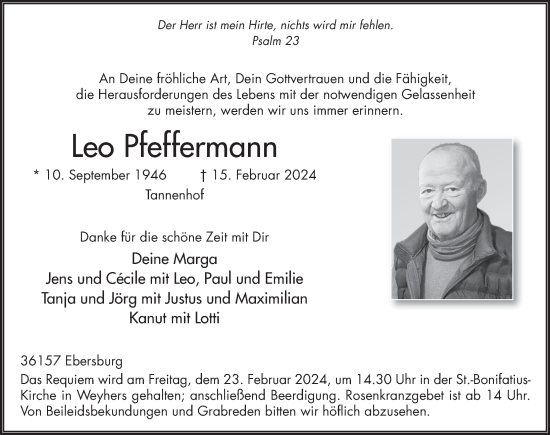 Traueranzeige von Leo Pfeffermann von FZ
