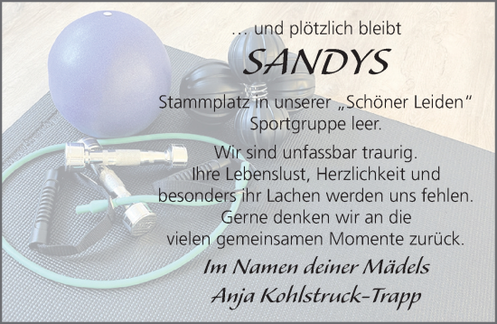 Traueranzeige von Sandra Fischer von FZ