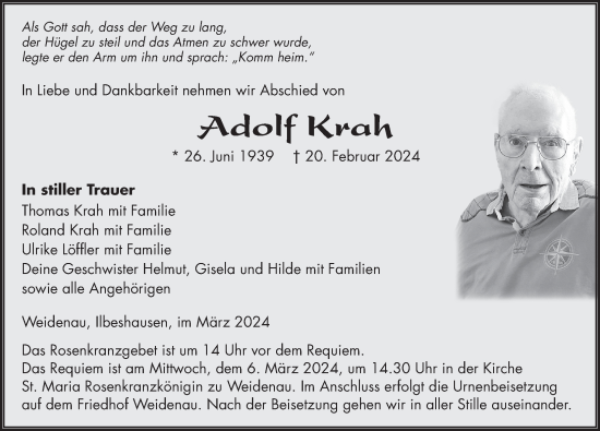 Traueranzeige von Adolf Krah von FZ