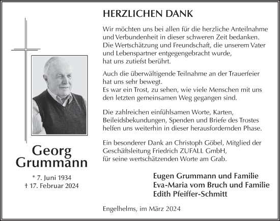 Traueranzeige von Georg Grummann von FZ
