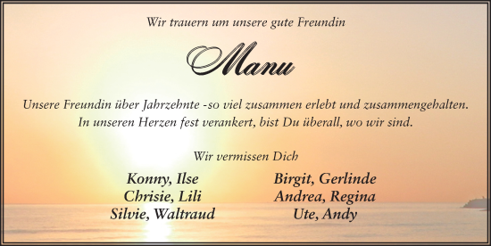 Traueranzeige von Manuela Soukup von FZ