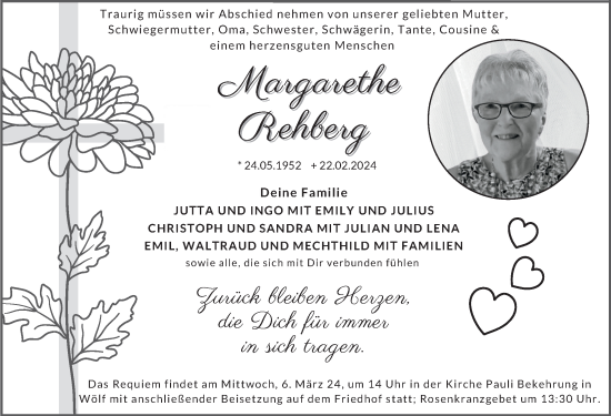 Traueranzeige von Margarethe Rehberg von FZ