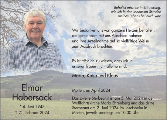 Traueranzeige von Elmar Habersack von FZ