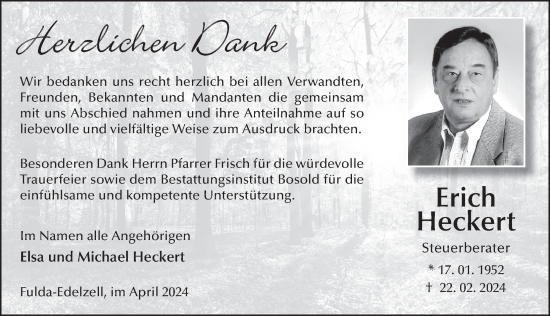 Traueranzeige von Erich Heckert von FZ
