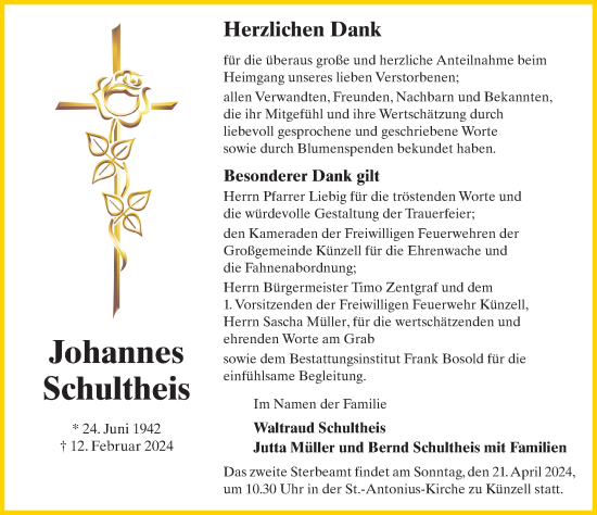Traueranzeige von Johannes Schultheis von FZ