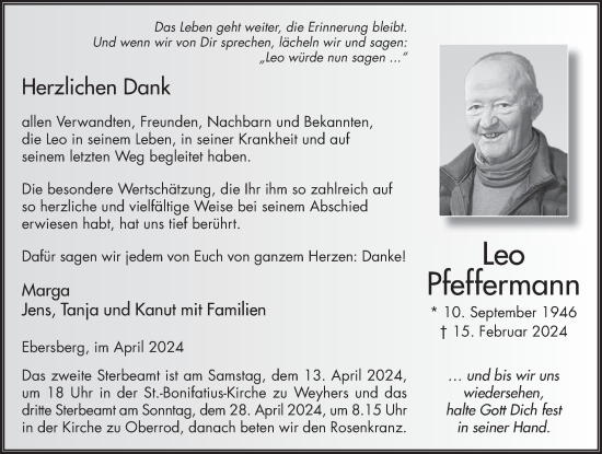 Traueranzeige von Leo Pfeffermann von FZ