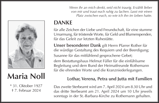 Traueranzeige von Maria Noll von FZ