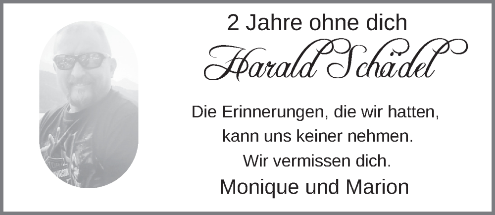  Traueranzeige für Harald Schädel vom 10.05.2024 aus FZ