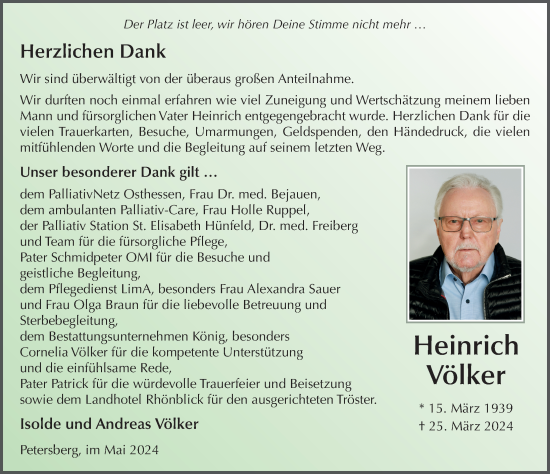 Traueranzeige von Heinrich Völker von FZ