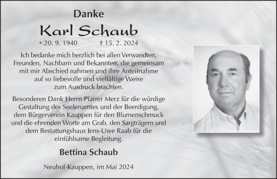 Traueranzeige von Karl Schaub von FZ