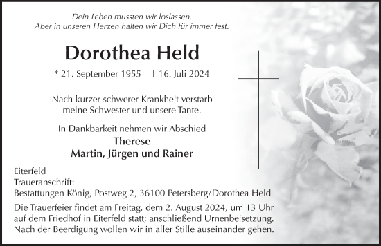 Traueranzeige von Dorothea Held von FZ