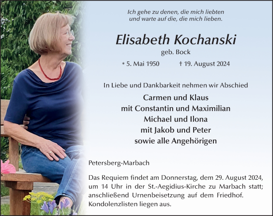 Traueranzeige von Elisabeth Kochanski von FZ