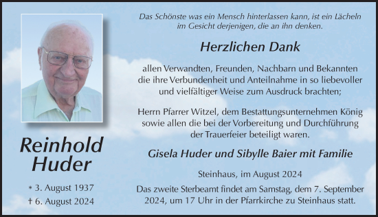 Traueranzeige von Reinhold Huder von FZ