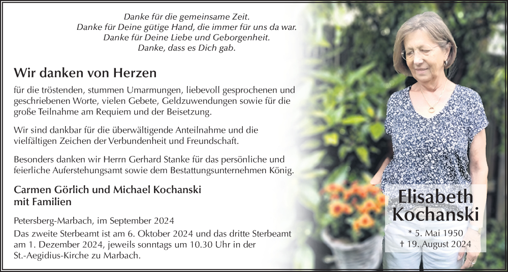  Traueranzeige für Elisabeth Kochanski vom 28.09.2024 aus FZ
