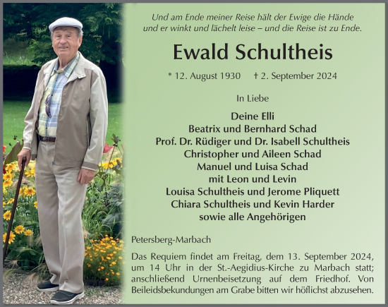 Traueranzeige von Ewald Schultheis von FZ